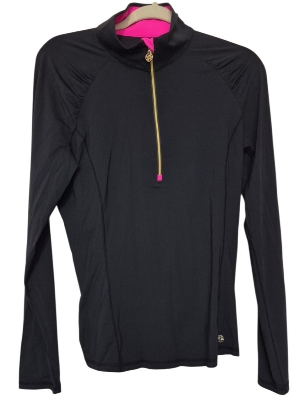 Lilly Pulitzer Justine Luxletic Pullover Onyx Black Quarter Zip Size L